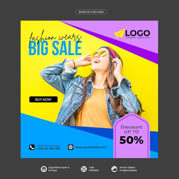 Fashion instagram post or social media banner template