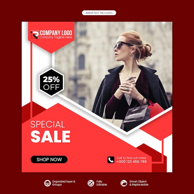 Fashion instagram post or social media banner template