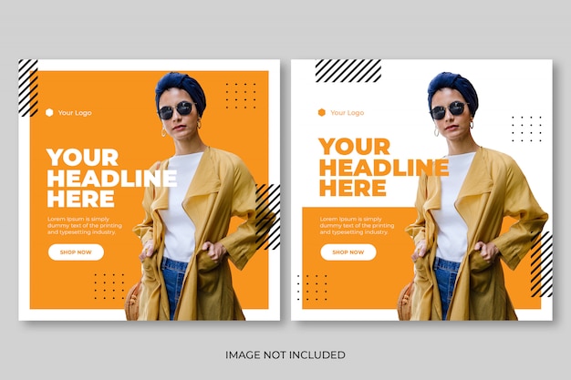 Fashion instagram post template banner set