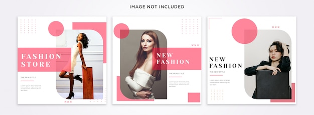 Fashion instagram post template set