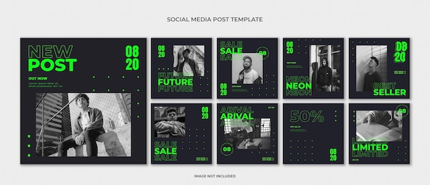 Fashion instagram post template set