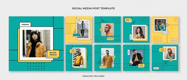 Fashion instagram post template set