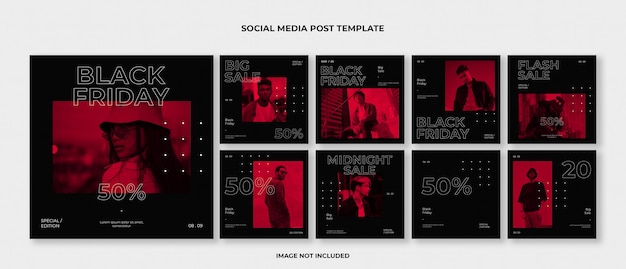 Fashion instagram post template set