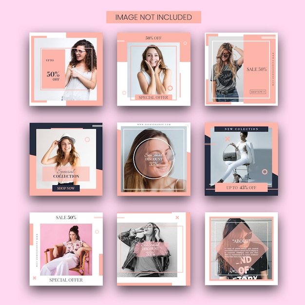 PSD fashion instagram post template set