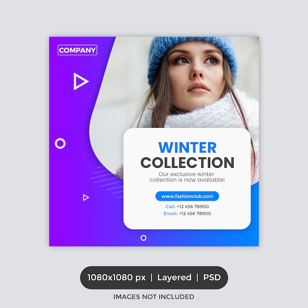 PSD fashion instagram post template or square flyer or banner