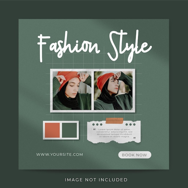 Fashion instagram post template with photo frame mockup