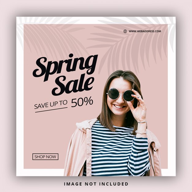 Fashion instagram post with shop discount, square design