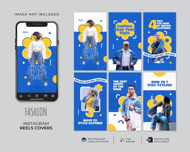 PSD fashion instagram reels cover template