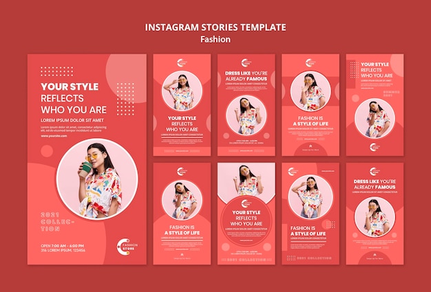 Modello di storie di moda instagram