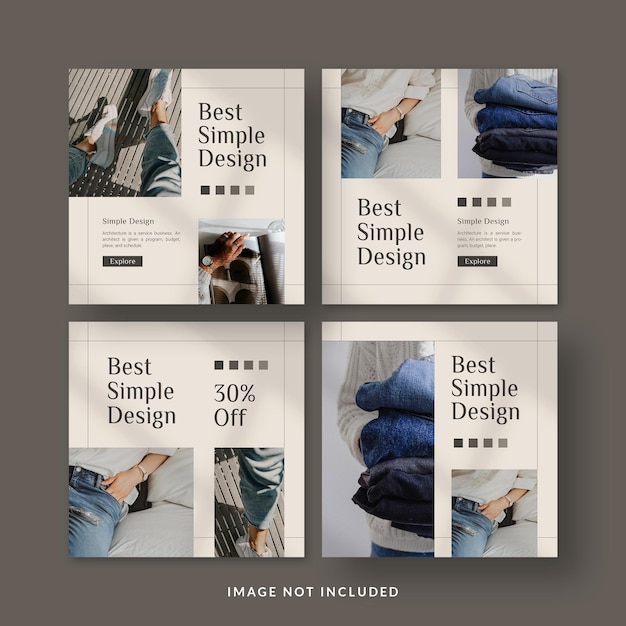 PSD fashion jeans set instagram post template