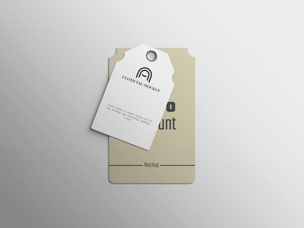 fashion label or clothing price tag mockup on gray background