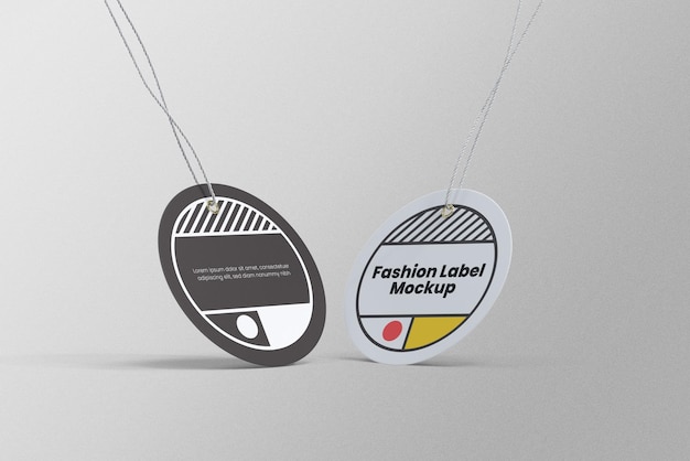 Fashion label mockup with a black and white tag