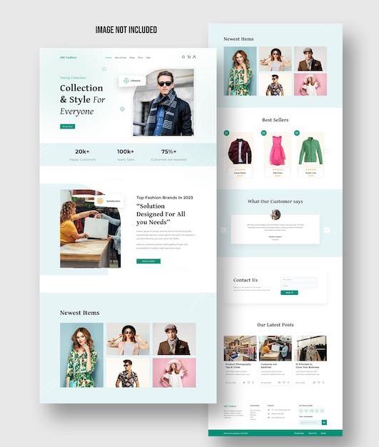 Шаблон дизайна сайта fashion landing page design