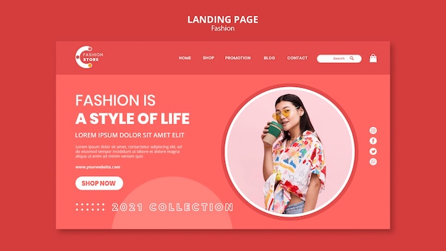 PSD design della pagina di destinazione della moda