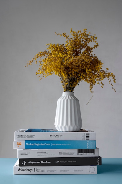 fashion magazine book pile mockup