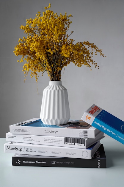 fashion magazine book pile mockup