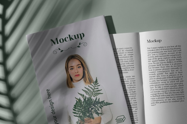 PSD fashion magazine mock-up design with shadows