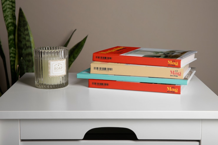 PSD fashion magazines arrangement mockup