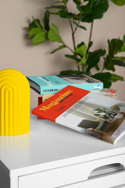 Fashion magazines arrangement mockup