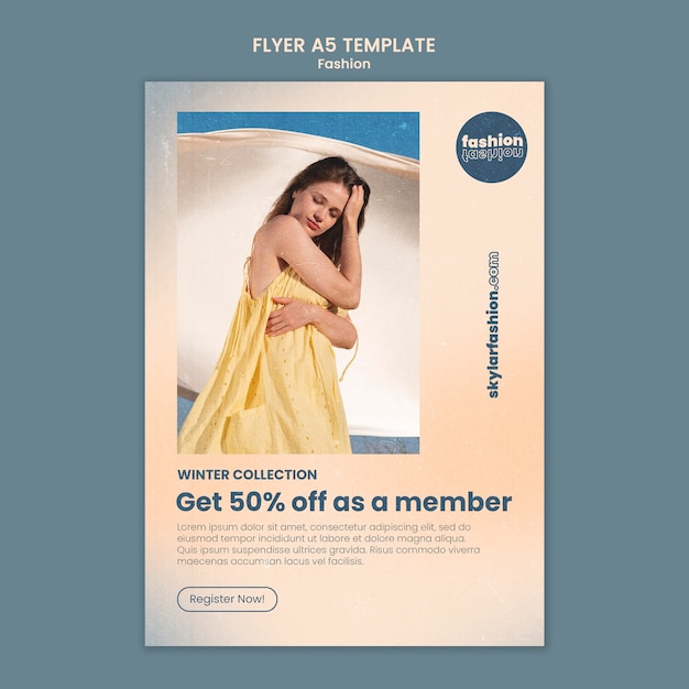 PSD fashion membership flyer template design