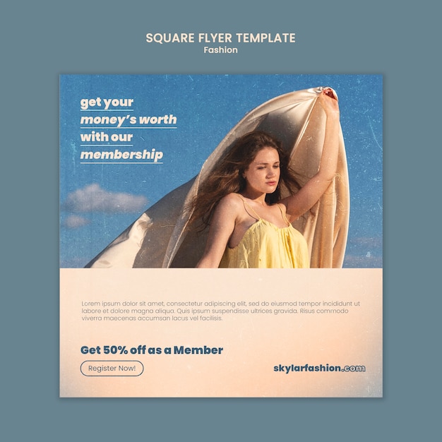 PSD fashion membership square flyer template design