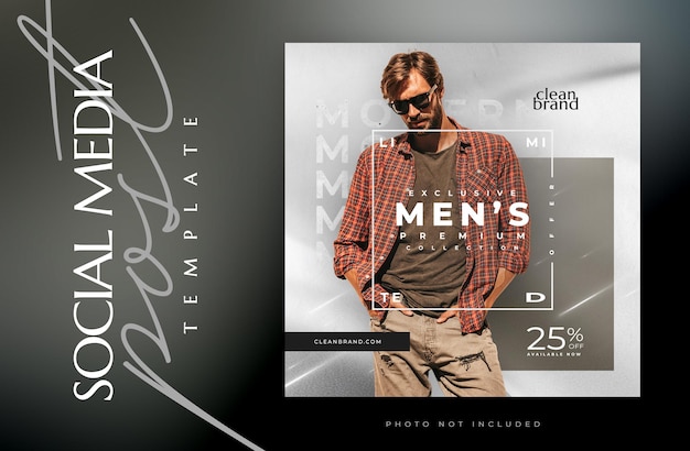 Fashion men's event discount social media post or web banner template design