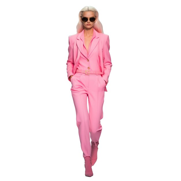 PSD fashion model in pink outfit on isolated background