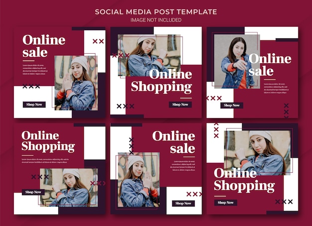 Fashion online shopping instagram post bundle template