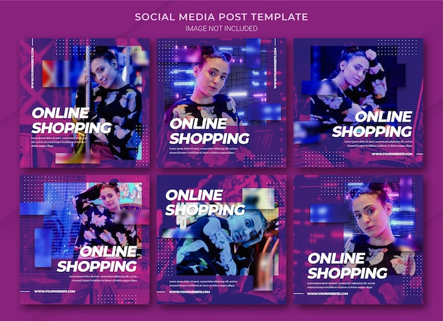 Fashion online shopping instagram post bundle template