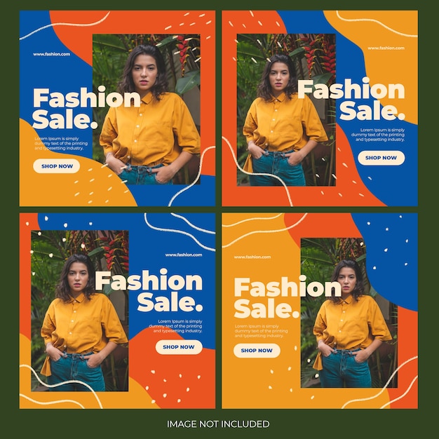 Fashion online shopping instagram post bundle template