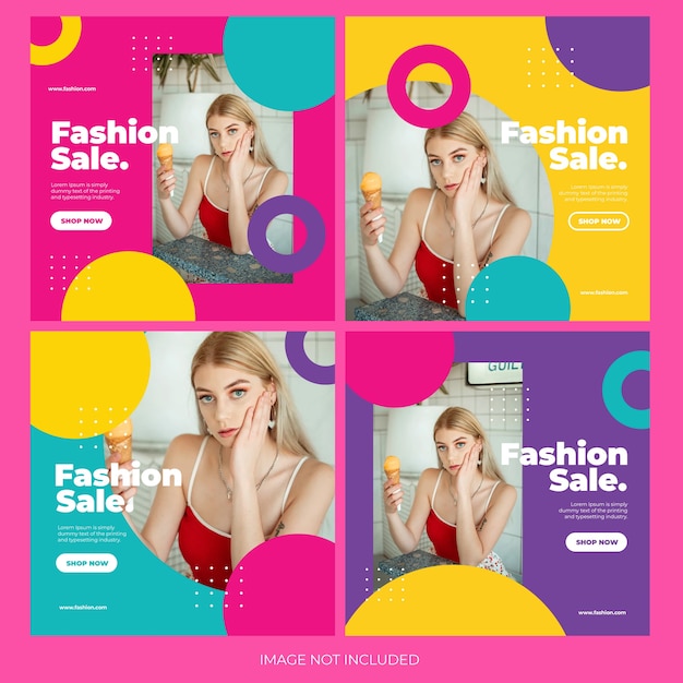 Fashion online shopping Instagram post bundle template