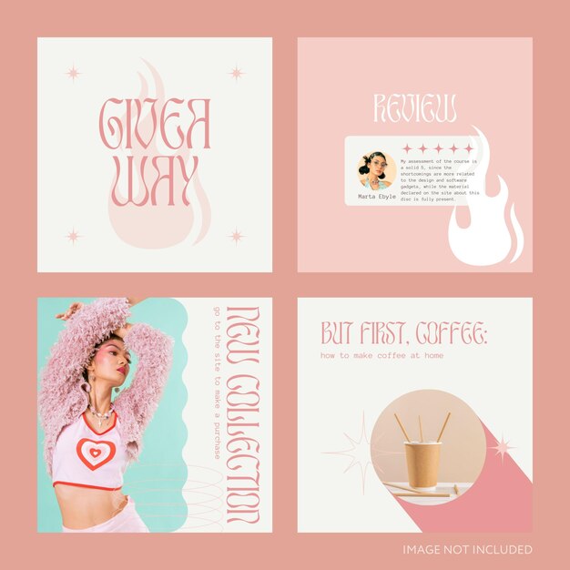 PSD fashion pink instagram post set