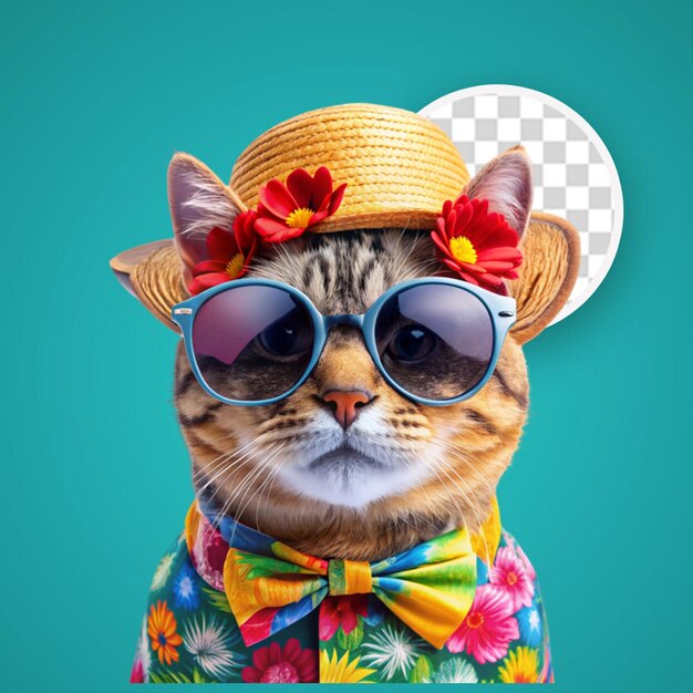 PSD fashion portrait of a cat wearing sunglasses