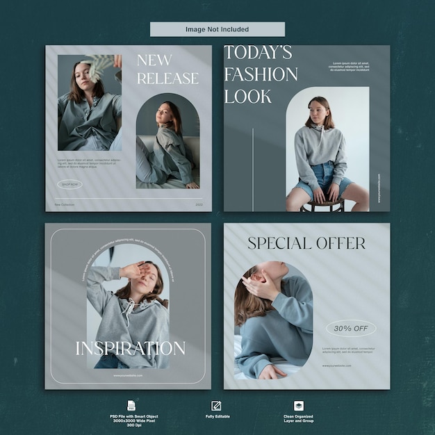 Fashion Product Minimalist Design Instagram Post Template Set Bundle Premium