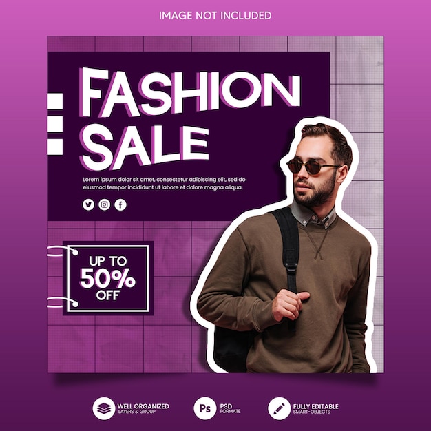 PSD fashion retro instagram post template