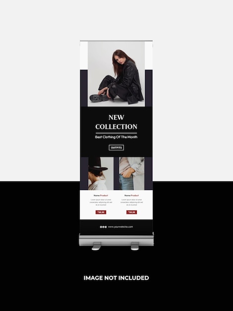 PSD design del modello di banner roll up alla moda