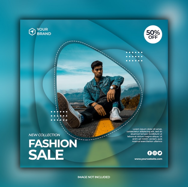 Fashion sale banner for social media post template