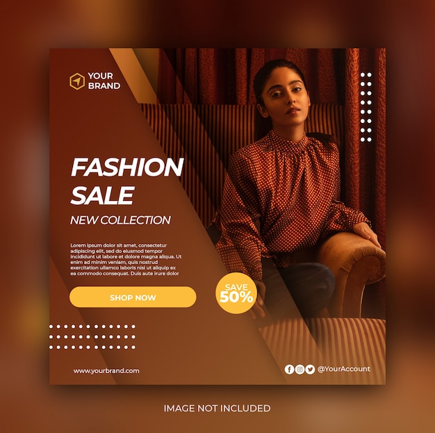 Fashion sale banner or square flyer for social media post template
