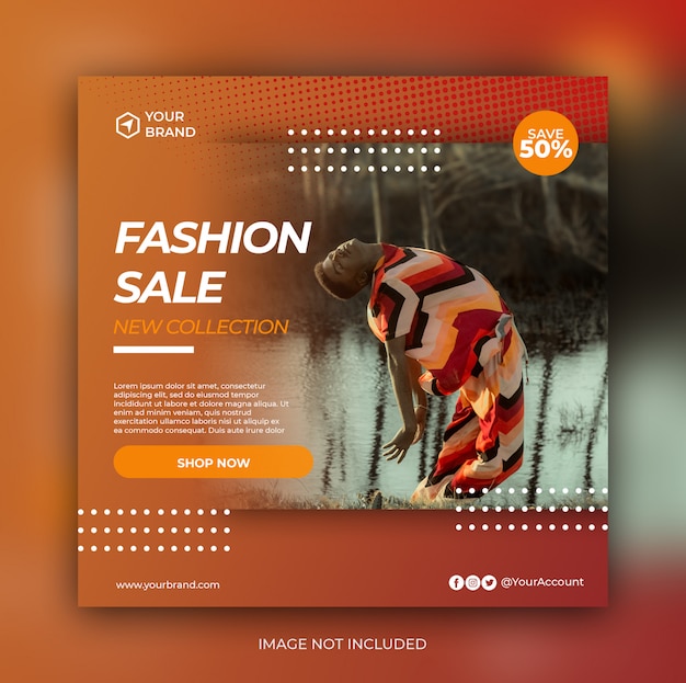 Fashion sale banner or square flyer for social media post template