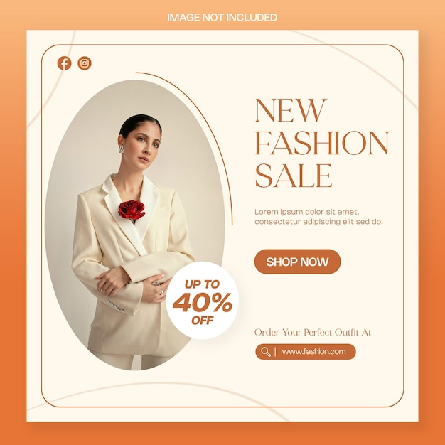 fashion sale discount promotional social media post template