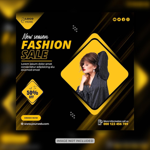 PSD vendita di moda dynamic instagram post e social media banner design o modello di volantino quadrato