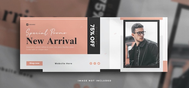 PSD fashion sale facebook cover banner template  with a clean mockup