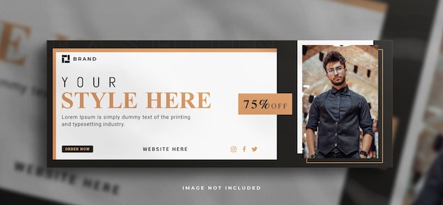 PSD modello di banner di copertina di facebook di vendita di moda con un mockup pulito