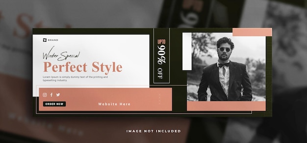 Fashion sale facebook cover banner template  with a clean mockup