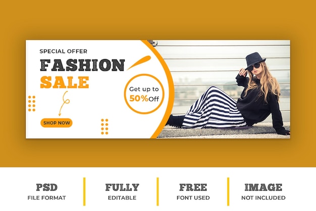 PSD fashion sale facebook cover and web banner template