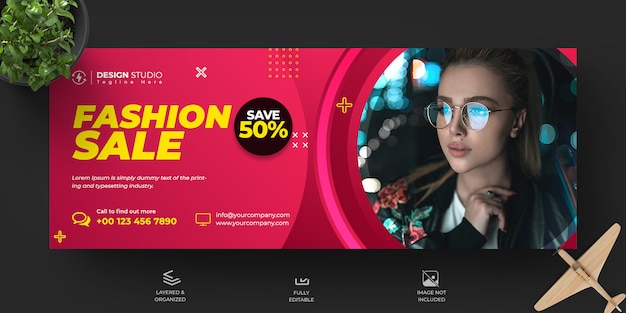 Fashion sale facebook timeline cover and banner template design
