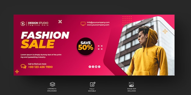 PSD fashion sale facebook timeline cover and banner template design