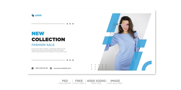 Fashion sale horizontal banner social media template. Premium PSD