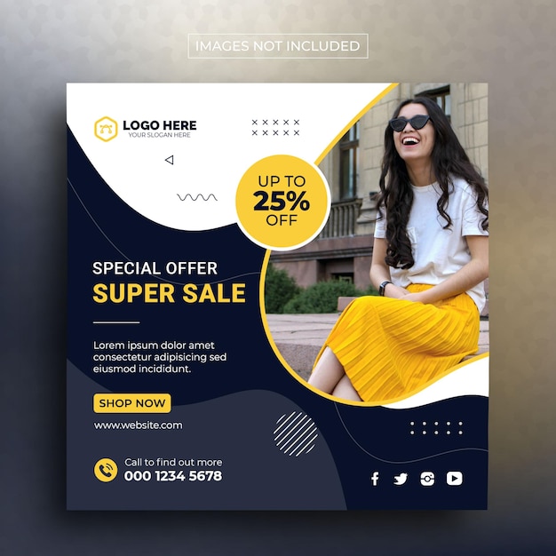 Fashion sale instagram post and social media template