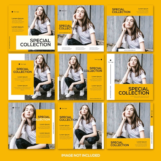 PSD fashion sale instagram post template collection